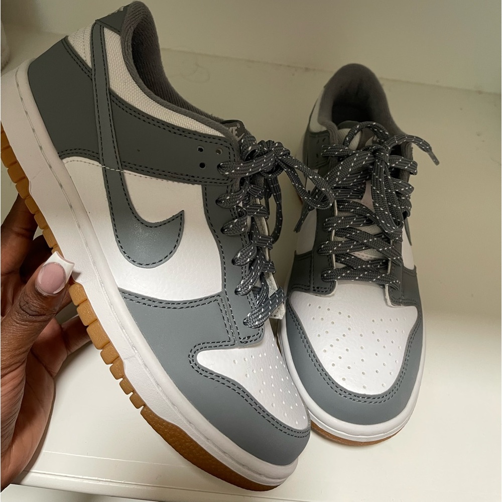Nike Youth Gray and White Low-Top Sneakers